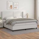 vidaXL fehér műbőr rugós ágy matraccal 200 x 200 cm