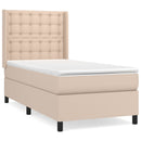 vidaXL cappuccino színű műbőr rugós ágy matraccal 90 x 190 cm