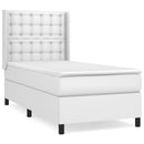 vidaXL fehér műbőr rugós ágy matraccal 100 x 200 cm