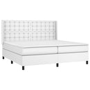 vidaXL fehér műbőr rugós ágy matraccal 200 x 200 cm
