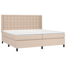 vidaXL cappuccino színű műbőr rugós ágy matraccal 200 x 200 cm