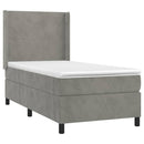 vidaXL világosszürke bársony rugós ágy matraccal 90 x 200 cm