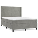 vidaXL világosszürke bársony rugós ágy matraccal 140x190 cm