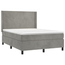vidaXL világosszürke bársony rugós ágy matraccal 140x190 cm