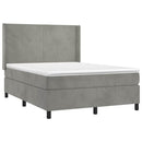 vidaXL világosszürke bársony rugós ágy matraccal 140x190 cm
