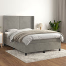 vidaXL világosszürke bársony rugós ágy matraccal 140x190 cm