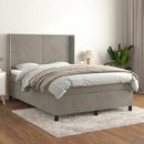 vidaXL világosszürke bársony rugós ágy matraccal 140x190 cm