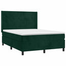 vidaXL sötétzöld bársony rugós ágy matraccal 140x190 cm
