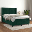 vidaXL sötétzöld bársony rugós ágy matraccal 140x190 cm
