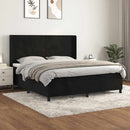 vidaXL fekete bársony rugós ágy matraccal 160x200 cm