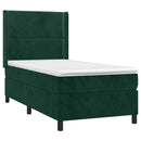 vidaXL sötétzöld bársony rugós ágy matraccal 90 x 200 cm