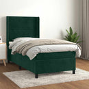 vidaXL sötétzöld bársony rugós ágy matraccal 90 x 200 cm