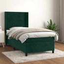 vidaXL sötétzöld bársony rugós ágy matraccal 100 x 200 cm