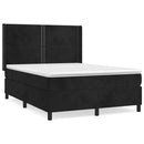 vidaXL fekete bársony rugós ágy matraccal 140 x 190 cm