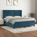 vidaXL sötétkék bársony rugós ágy matraccal 160x200 cm
