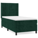 vidaXL sötétzöld bársony rugós ágy matraccal 90 x 200 cm