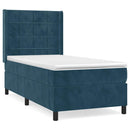 vidaXL sötétkék bársony rugós ágy matraccal 100 x 200 cm
