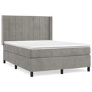 vidaXL világosszürke bársony rugós ágy matraccal 140x190 cm