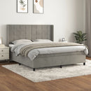 vidaXL világosszürke bársony rugós ágy matraccal 160x200 cm