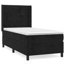 vidaXL fekete bársony rugós ágy matraccal 80 x 200 cm