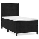 vidaXL fekete bársony rugós ágy matraccal 90x190 cm