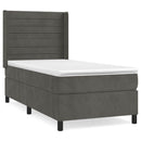 vidaXL sötétszürke bársony rugós ágy matraccal 90 x 200 cm
