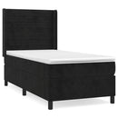 vidaXL fekete bársony rugós ágy matraccal 90 x 200 cm
