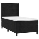 vidaXL fekete bársony rugós ágy matraccal 100 x 200 cm