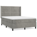 vidaXL világosszürke bársony rugós ágy matraccal 140x190 cm