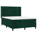 vidaXL sötétzöld bársony rugós ágy matraccal 140x190 cm