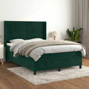vidaXL sötétzöld bársony rugós ágy matraccal 140x190 cm
