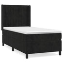 vidaXL fekete bársony rugós ágy matraccal 90 x 200 cm