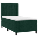 vidaXL sötétzöld bársony rugós ágy matraccal 100 x 200 cm