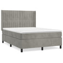 vidaXL világosszürke bársony rugós ágy matraccal 140x190 cm