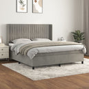 vidaXL világosszürke bársony rugós ágy matraccal 160x200 cm
