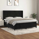 vidaXL fekete bársony rugós ágy matraccal 160x200 cm