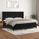 vidaXL fekete bársony rugós ágy matraccal 200x200 cm