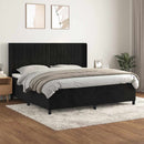 vidaXL fekete bársony rugós ágy matraccal 200x200 cm
