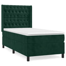 vidaXL sötétzöld bársony rugós ágy matraccal 80 x 200 cm