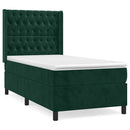 vidaXL sötétzöld bársony rugós ágy matraccal 100 x 200 cm
