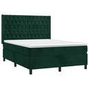vidaXL sötétzöld bársony rugós ágy matraccal 140x190 cm
