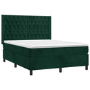 vidaXL sötétzöld bársony rugós ágy matraccal 140x190 cm