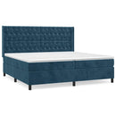 vidaXL sötétkék bársony rugós ágy matraccal 200x200 cm
