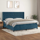 vidaXL sötétkék bársony rugós ágy matraccal 200x200 cm