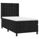 vidaXL fekete bársony rugós ágy matraccal 80 x 200 cm