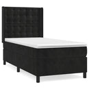 vidaXL fekete bársony rugós ágy matraccal 90x190 cm