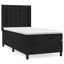vidaXL fekete bársony rugós ágy matraccal 90 x 200 cm