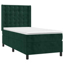 vidaXL sötétzöld bársony rugós ágy matraccal 90 x 200 cm