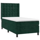 vidaXL sötétzöld bársony rugós ágy matraccal 90 x 200 cm
