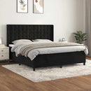 vidaXL fekete bársony rugós ágy matraccal 180x200 cm